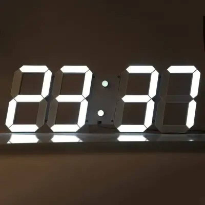 3D Digital Wall Clock LED Table Clock Time Alarm Temperature Date Sound