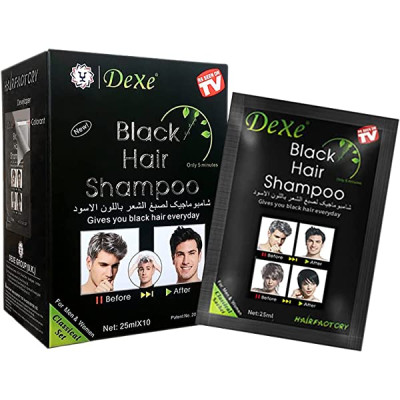 Dexe Black Hair Color Pump Dye Shampoo U K. 10pc in 1 Box